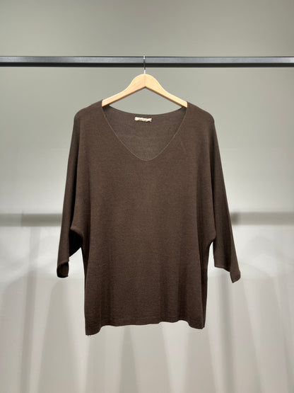 Modal V-Neck Long Sleeve Knit Sweater