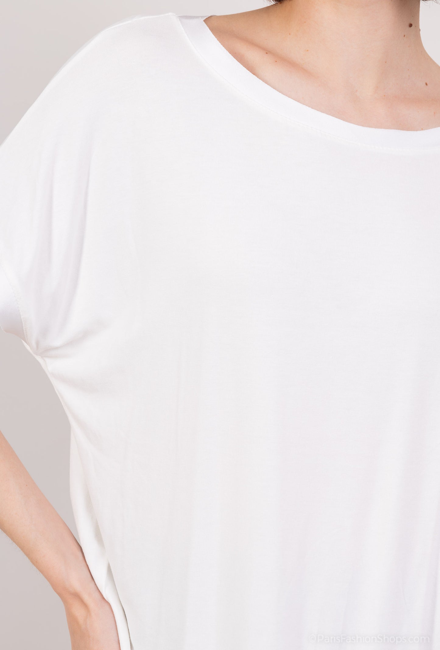 T-Shirt Manche Courte Effet Satiné Encolures Doublés