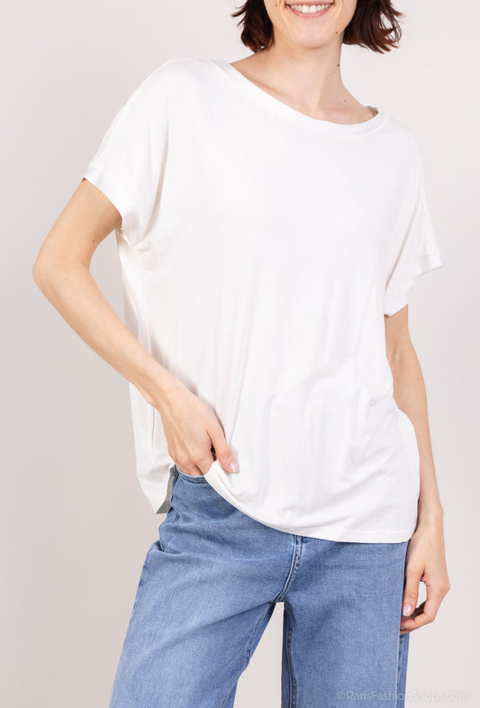 T-Shirt Manche Courte Effet Satiné Encolures Doublés