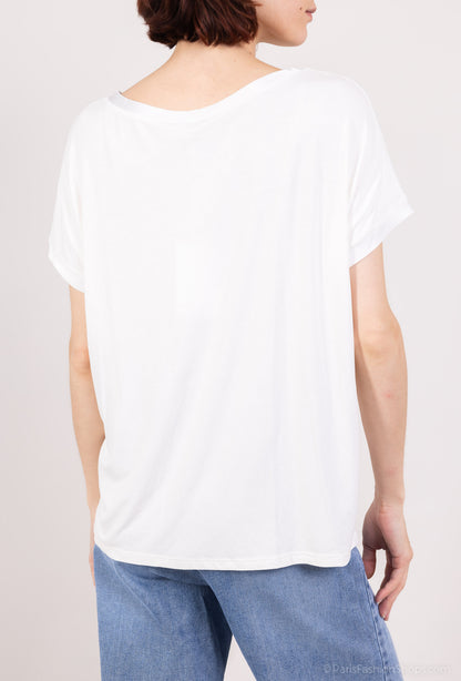 T-Shirt Manche Courte Effet Satiné Encolures Doublés