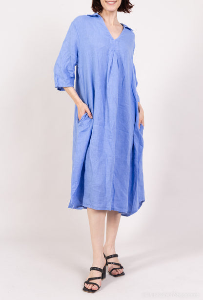 3/4 Sleeve V-Neck Tunic with Pockets 100% Linen