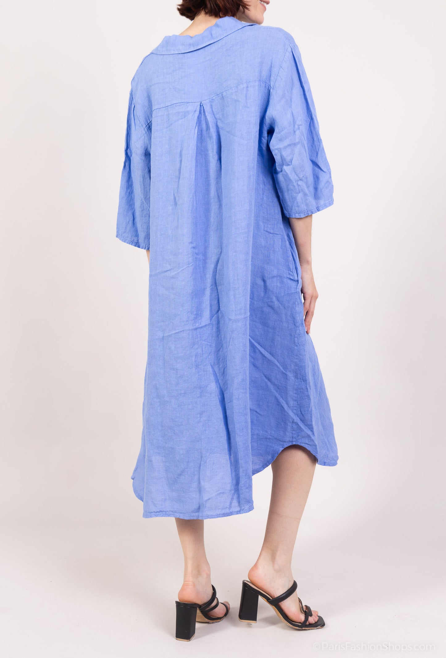 3/4 Sleeve V-Neck Tunic with Pockets 100% Linen