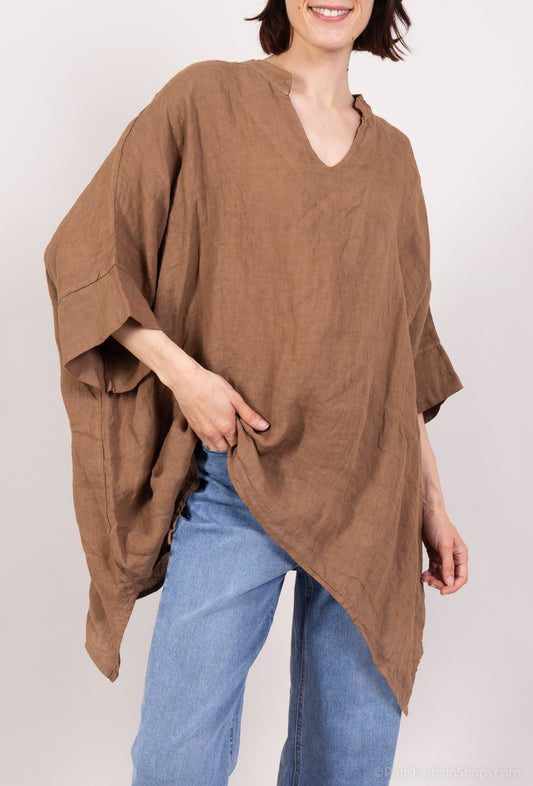 Tunique Large Manche 3/4 Col V 100% Lin