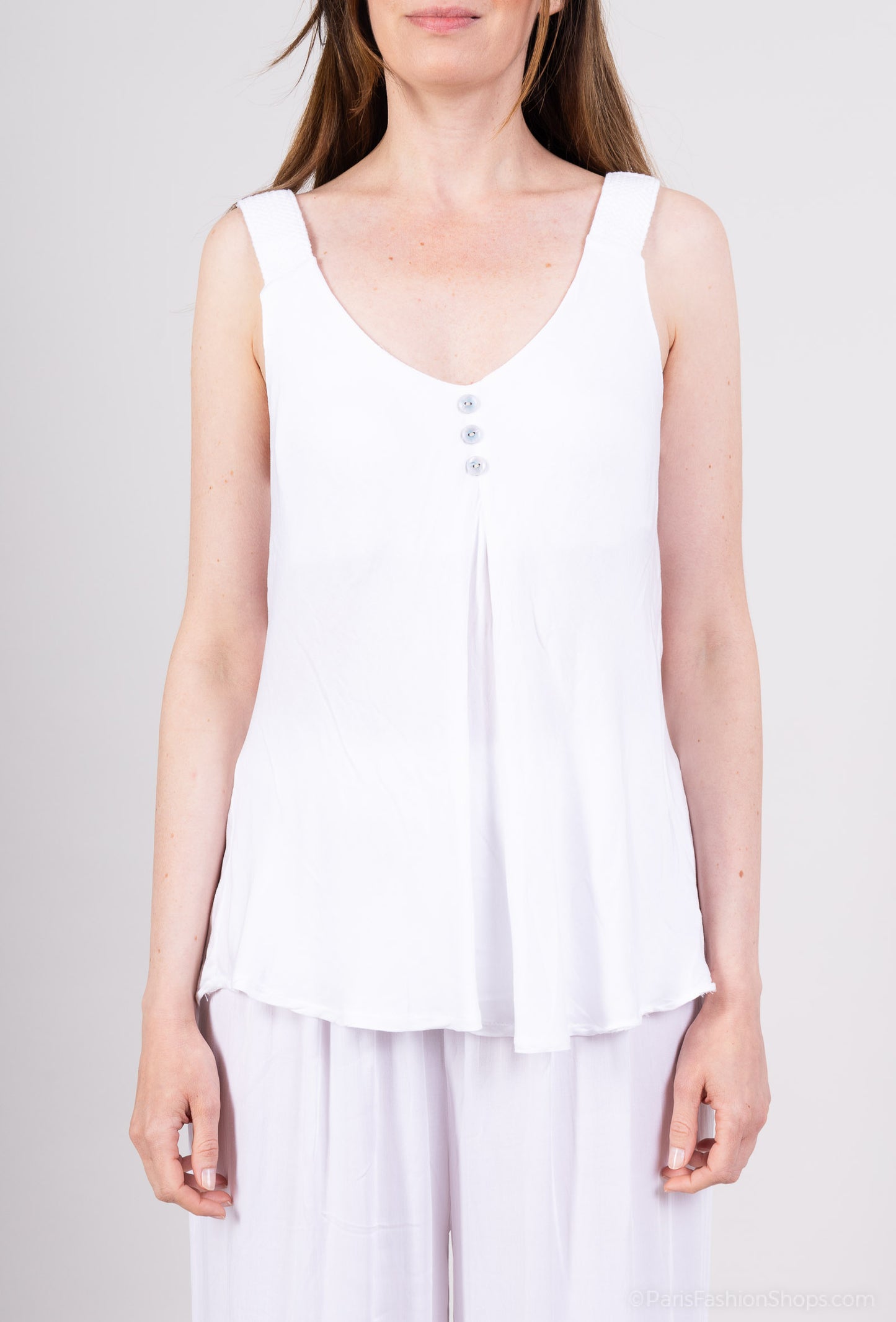 Débardeurs Boutons à Bretelles En Cordes 100% Viscose