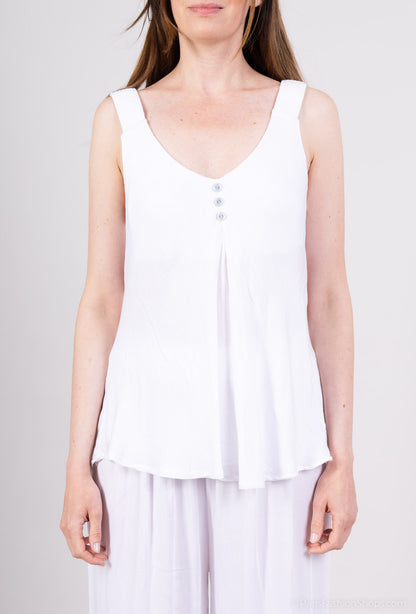 Débardeurs Boutons à Bretelles En Cordes 100% Viscose