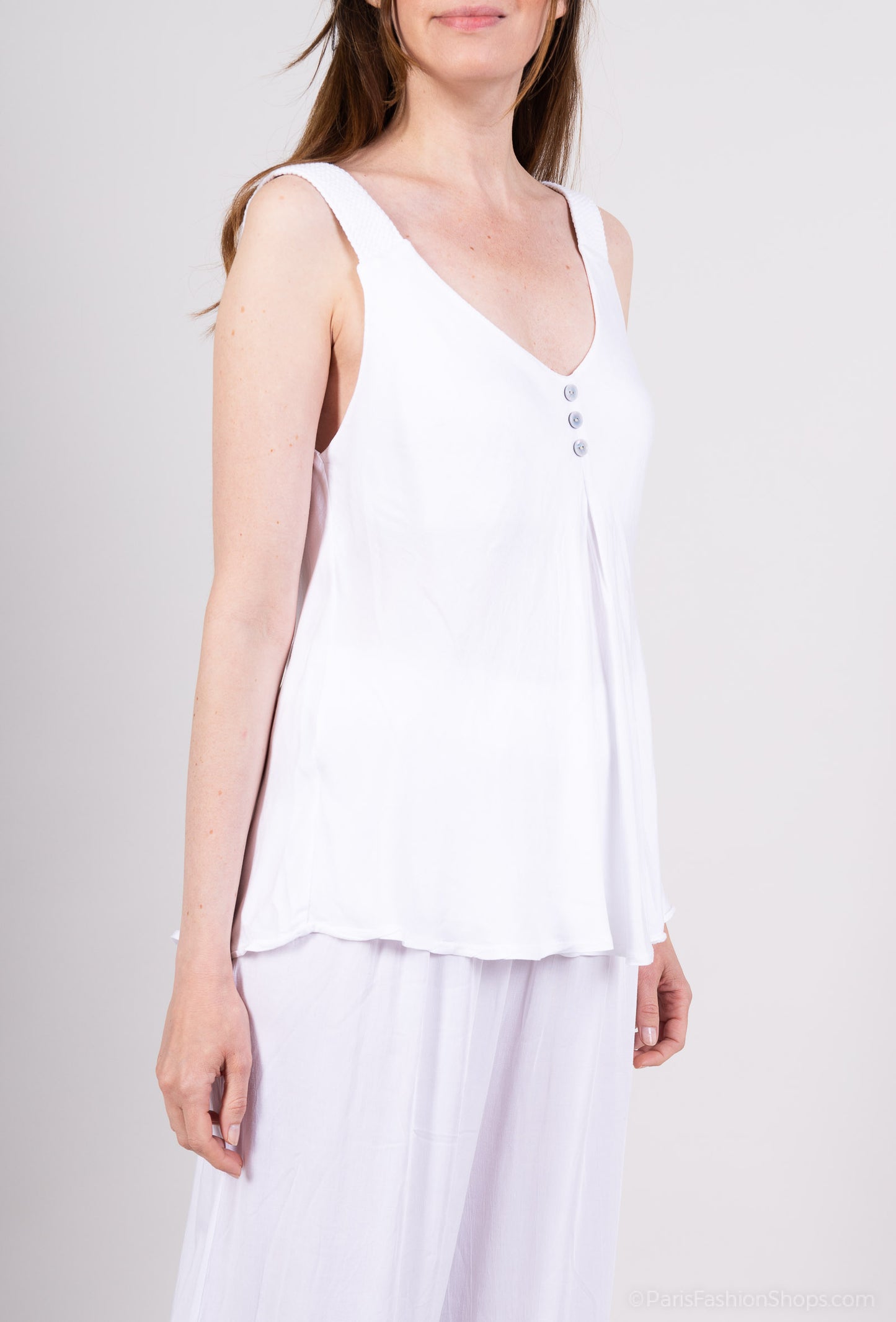 Débardeurs Boutons à Bretelles En Cordes 100% Viscose