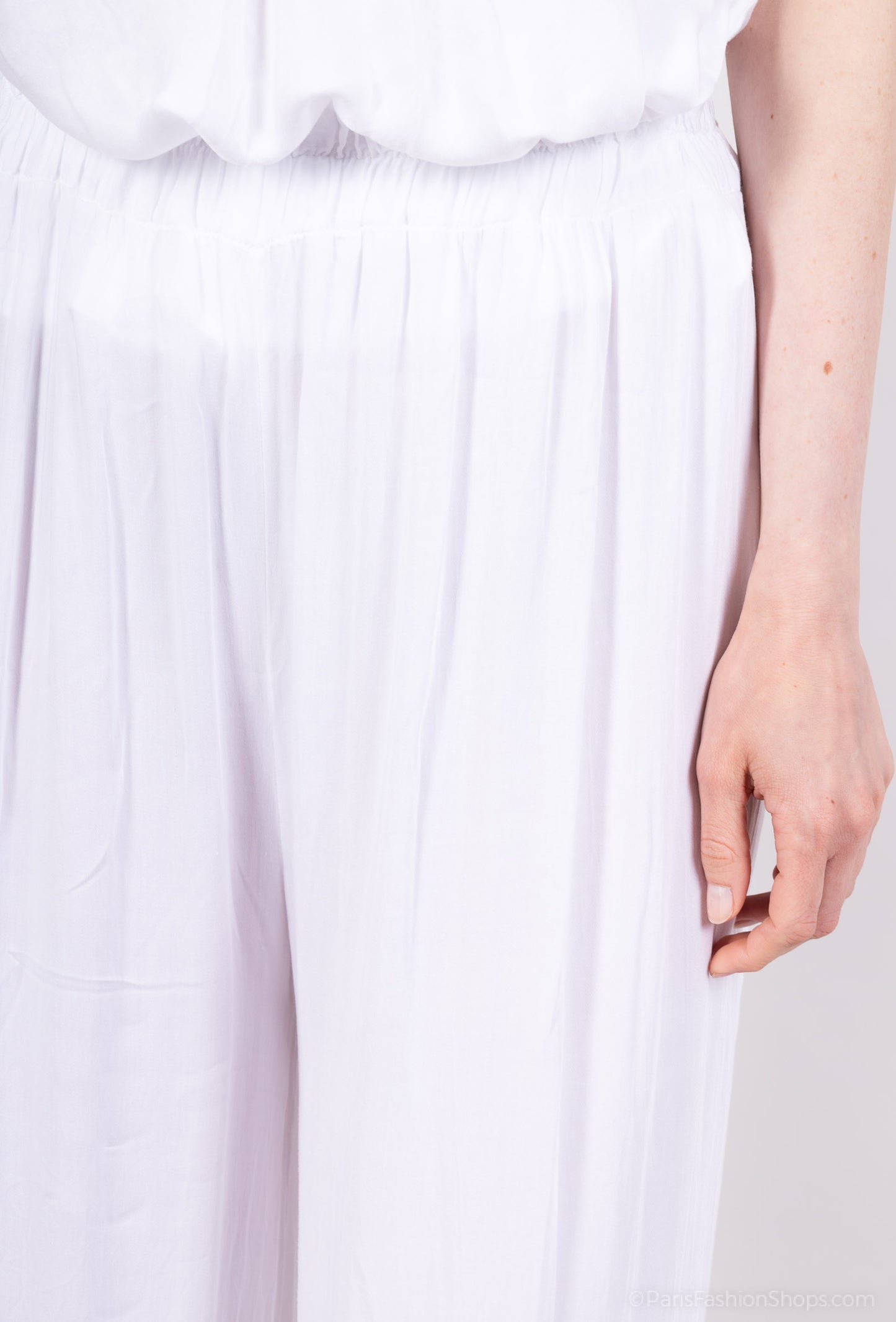 Pantalon Fluide Large à Taille Élastique 100% Viscose