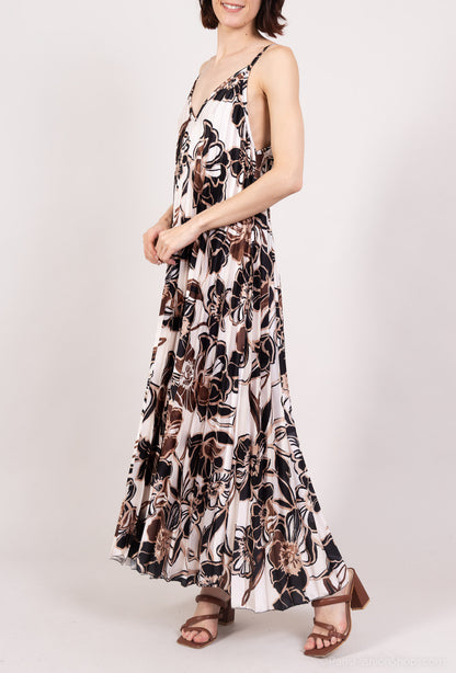 Robe Débardeur Plissé à Motif Fleuri