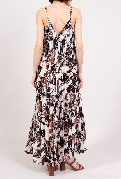 Robe Débardeur Plissé à Motif Fleuri