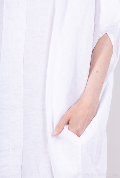 Tunique Large Col V Manche Chauve Souris 100% Lin