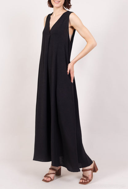 Robe Débardeur Maxi Col V Taille Élastique Au Dos