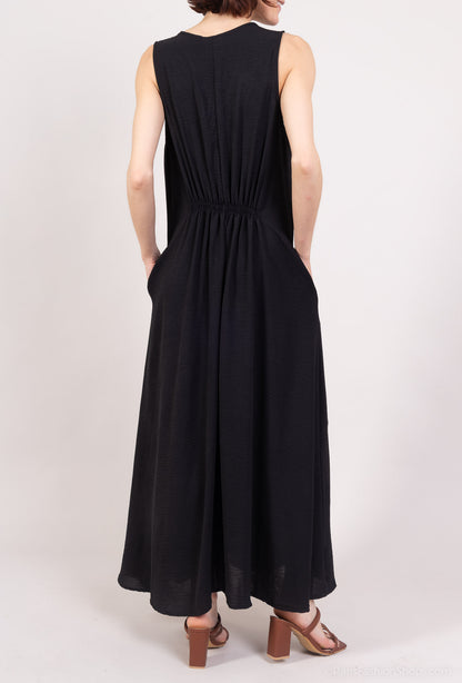 Robe Débardeur Maxi Col V Taille Élastique Au Dos