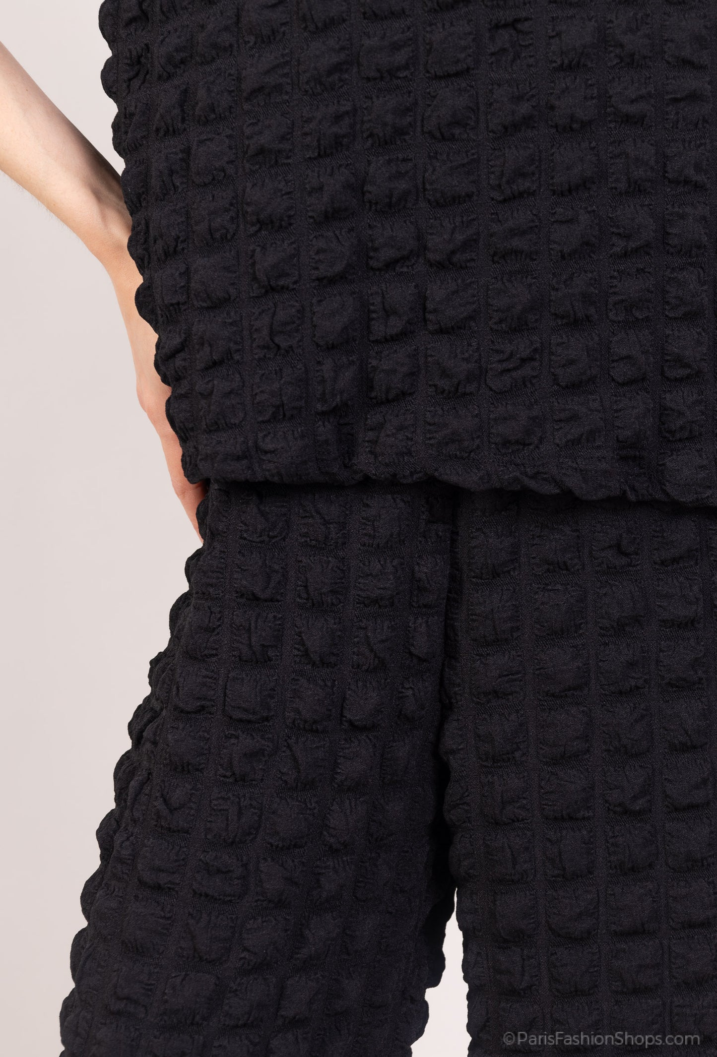 Ensemble Pull & Pantalon Manche Courte Gaufrés