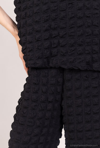 Ensemble Pull & Pantalon Manche Courte Gaufrés