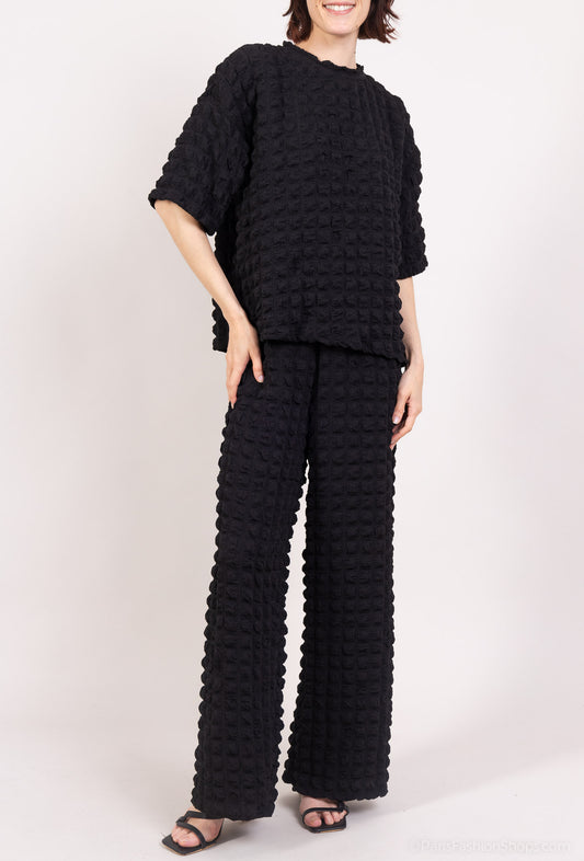 Ensemble Pull & Pantalon Manche Courte Gaufrés