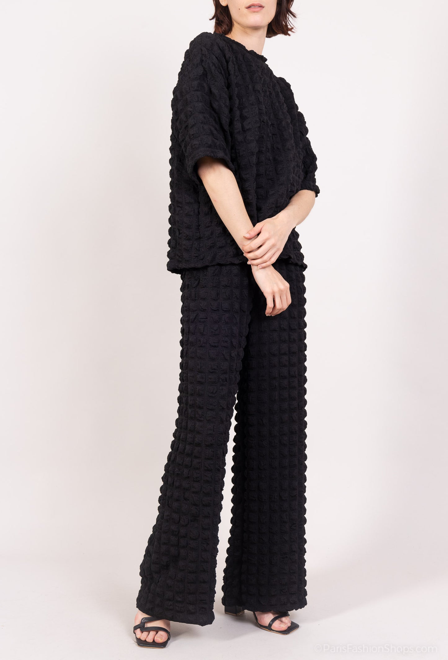 Ensemble Pull & Pantalon Manche Courte Gaufrés
