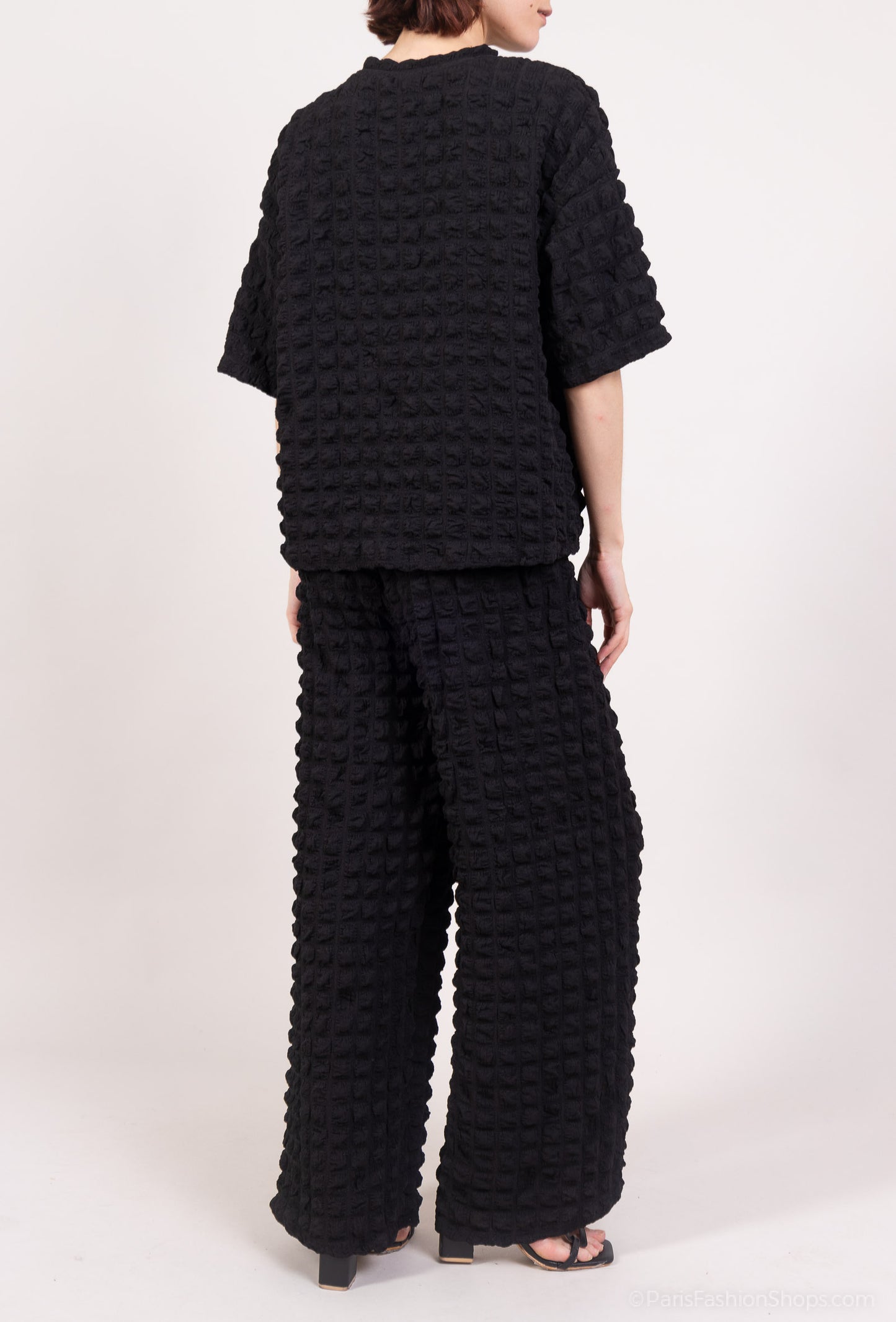 Ensemble Pull & Pantalon Manche Courte Gaufrés