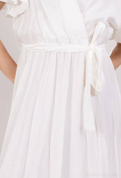 Robe Maxi Cache Cœur à Manches Papillon & Ceinture