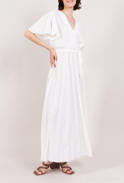 Robe Maxi Cache Cœur à Manches Papillon & Ceinture