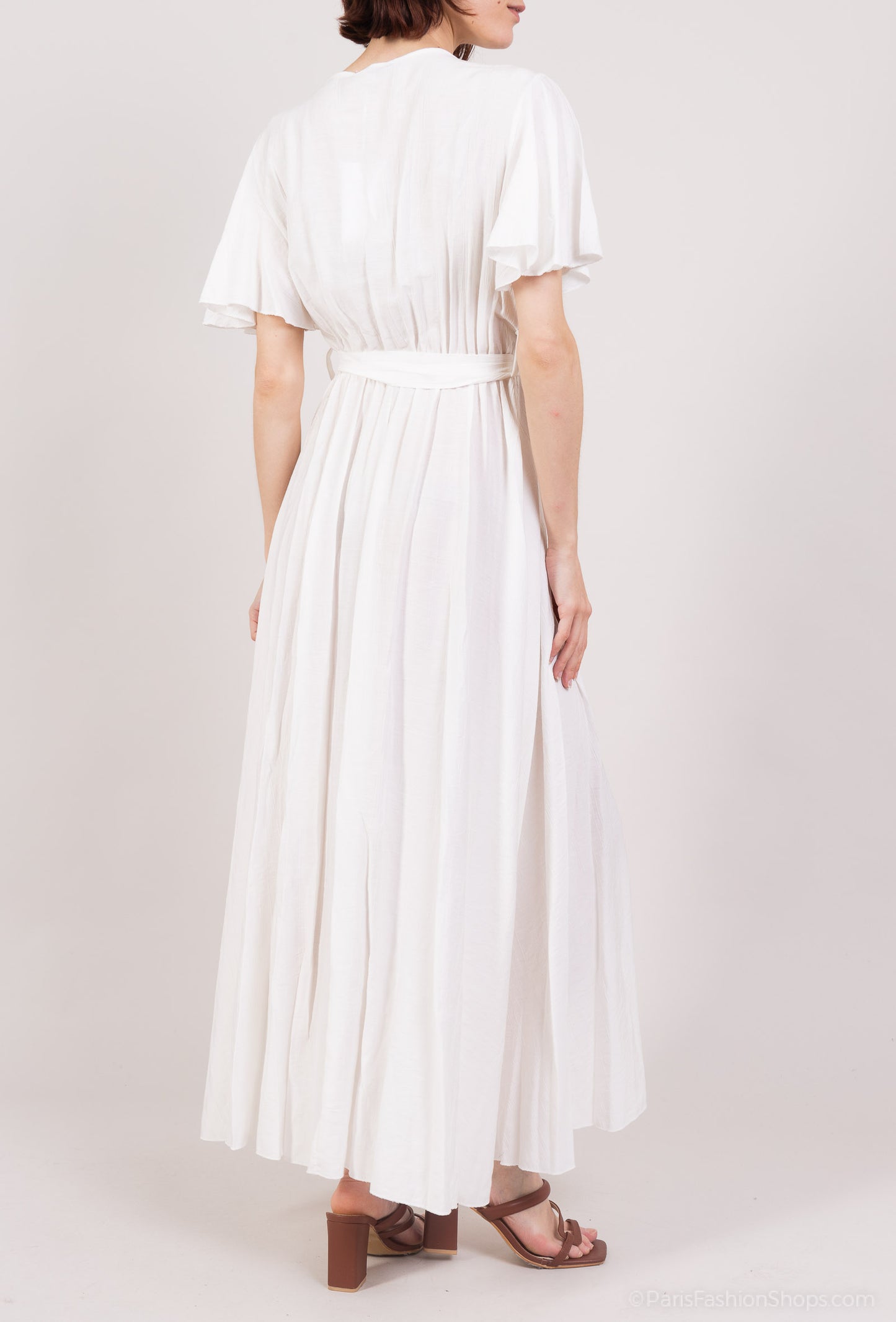 Robe Maxi Cache Cœur à Manches Papillon & Ceinture