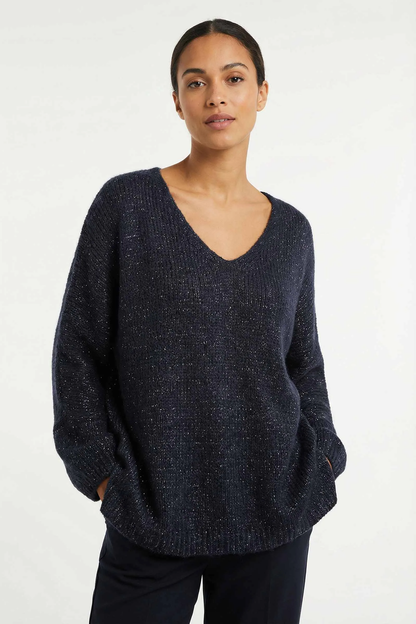 Pull Maille Large Manche Longue Lurex 60% Mohair/Virgin Wool