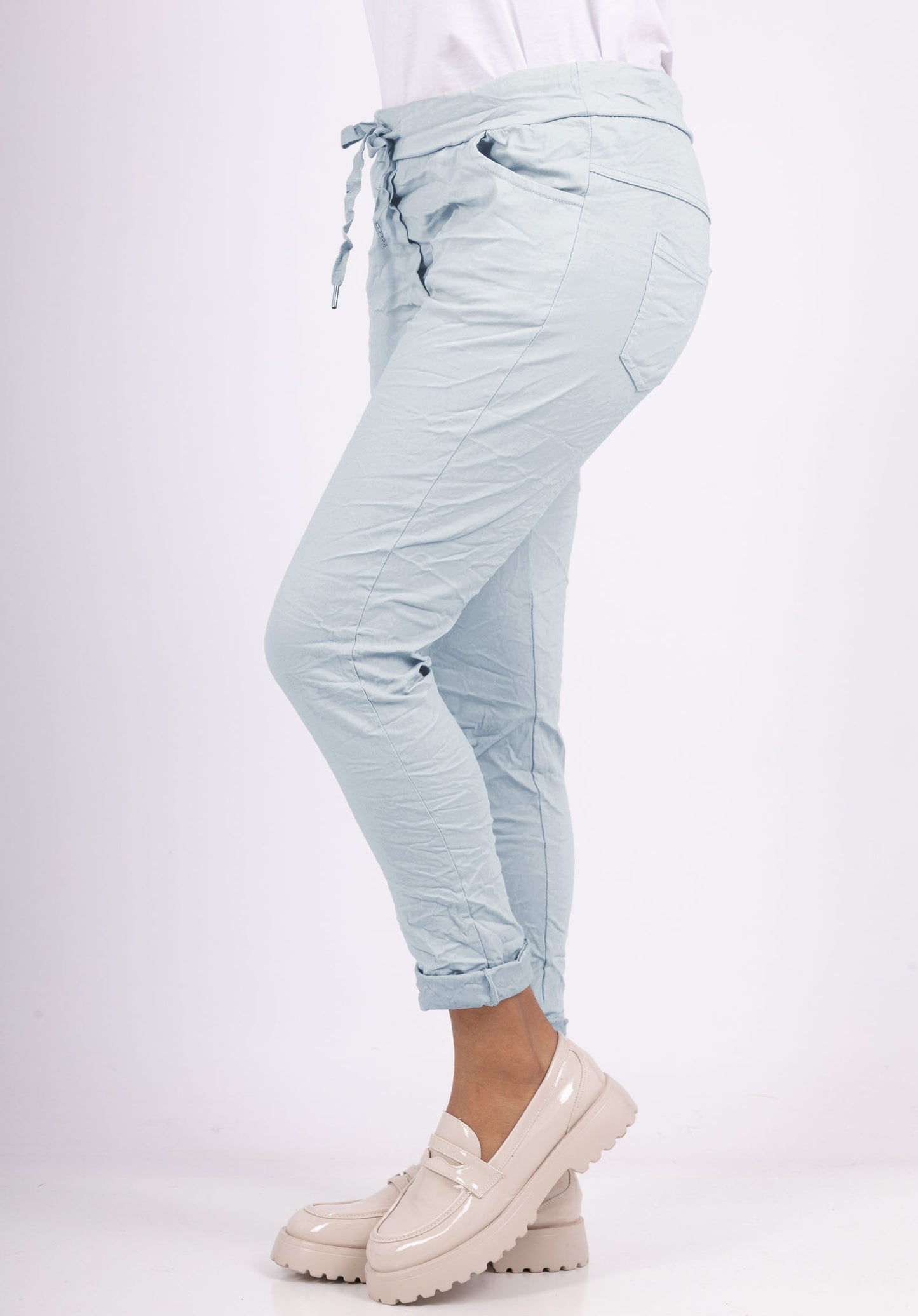 Pantalon Jegging à Cordelière En Viscose Stretch