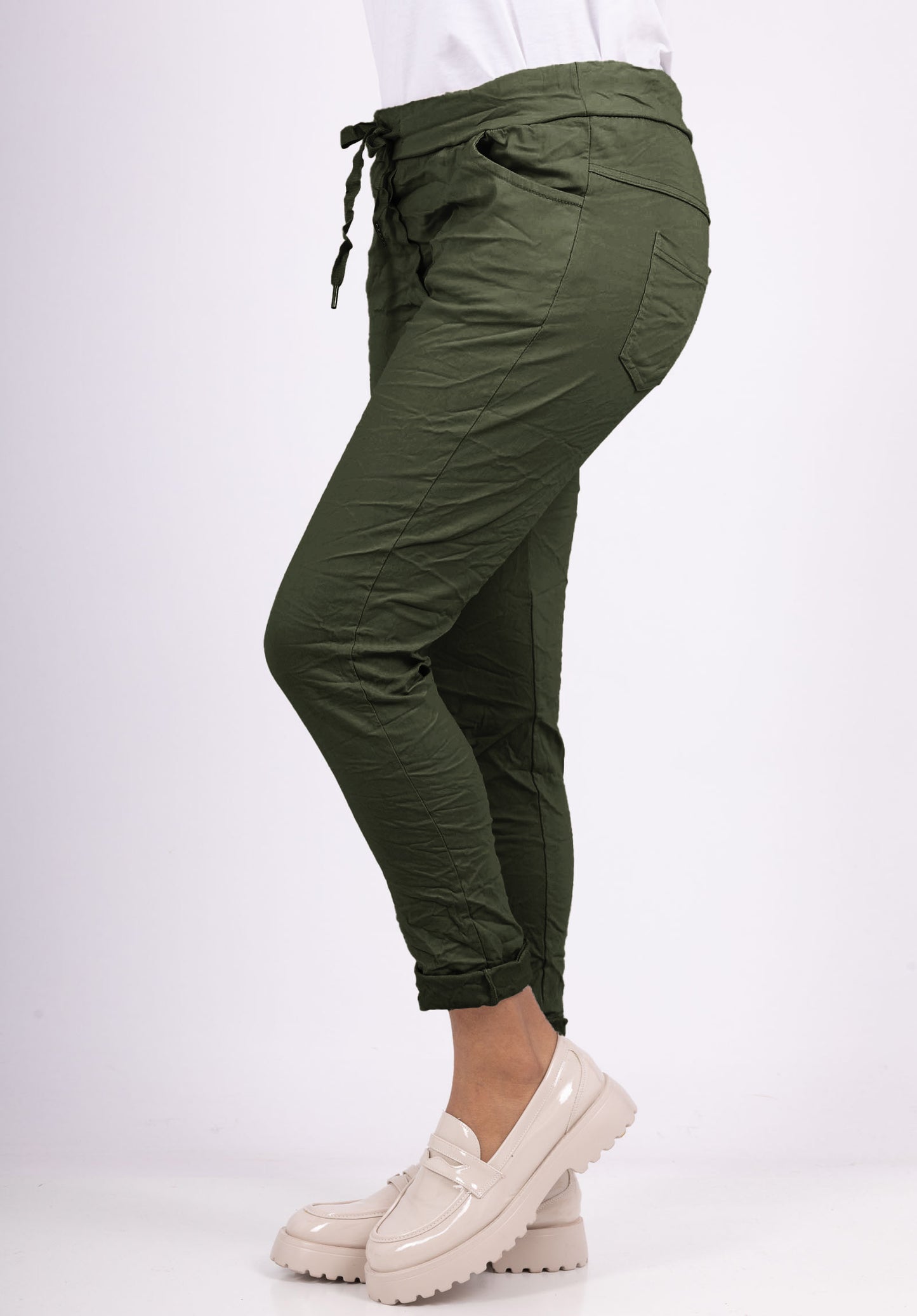 Pantalon Jegging à Cordelière En Viscose Stretch