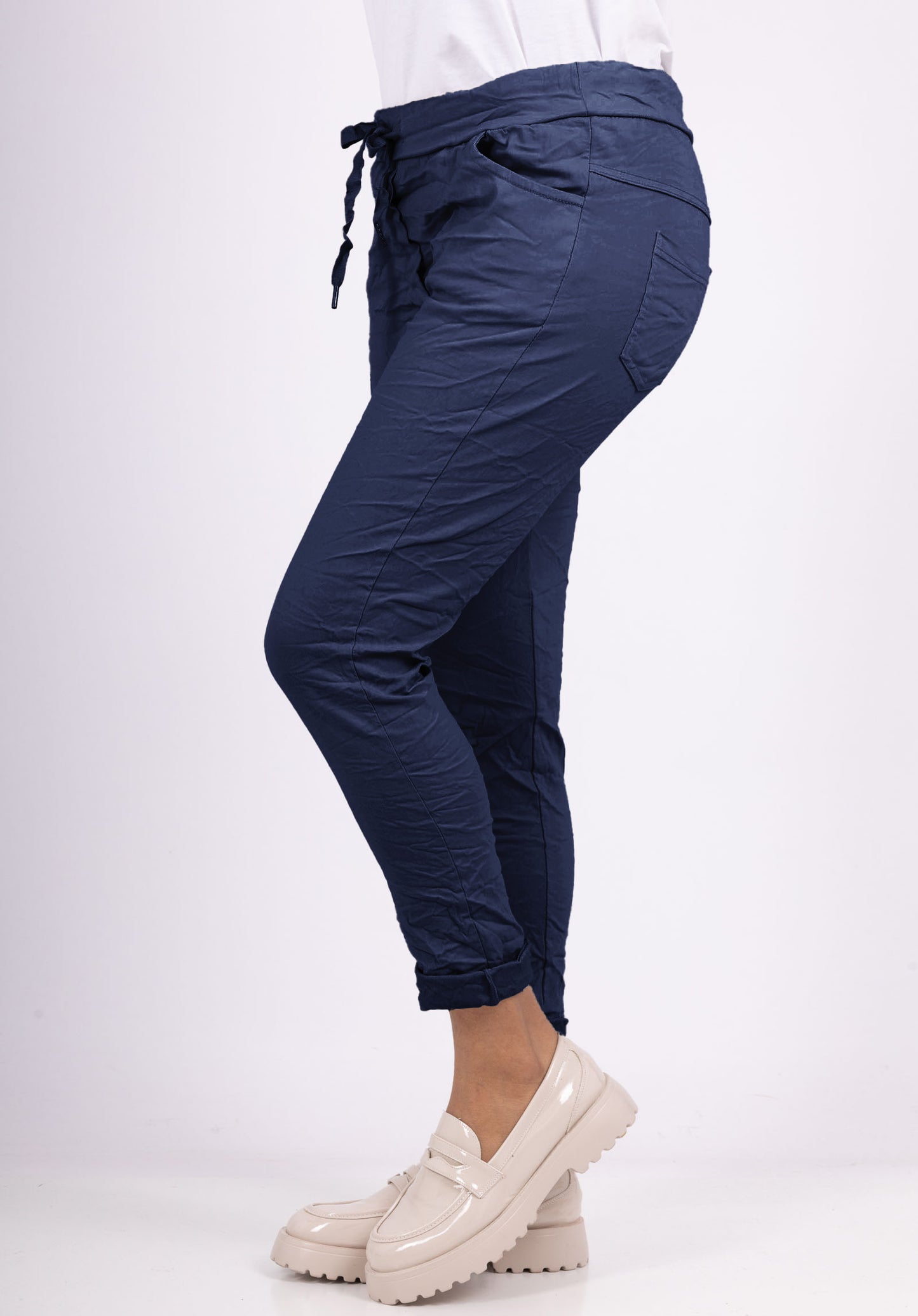 Pantalon Jegging à Cordelière En Viscose Stretch