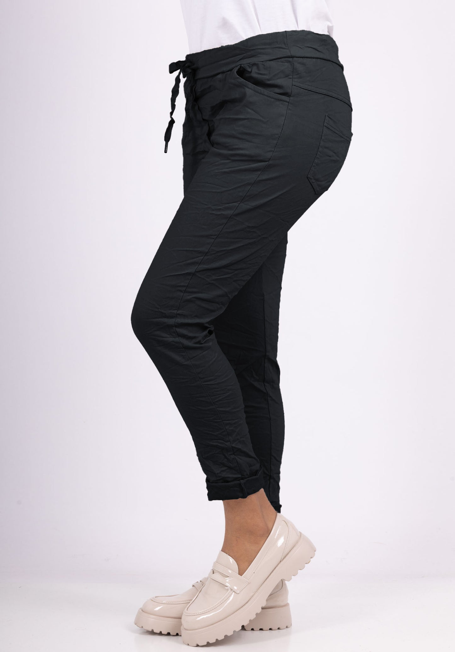 Pantalon Jegging à Cordelière En Viscose Stretch