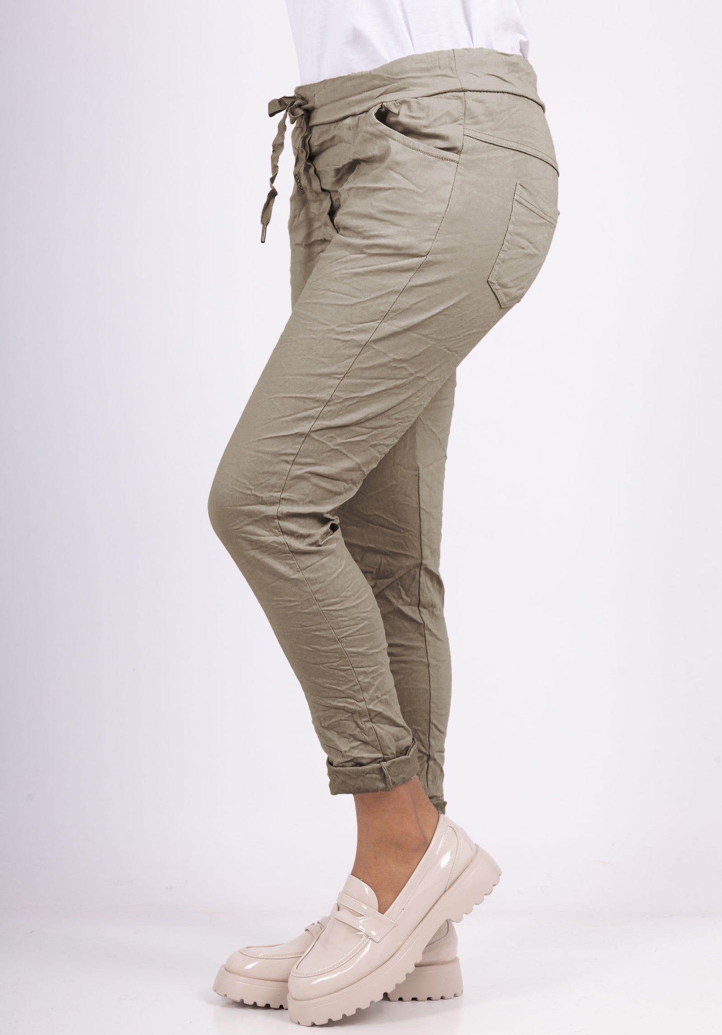 Pantalon Jegging à Cordelière En Viscose Stretch