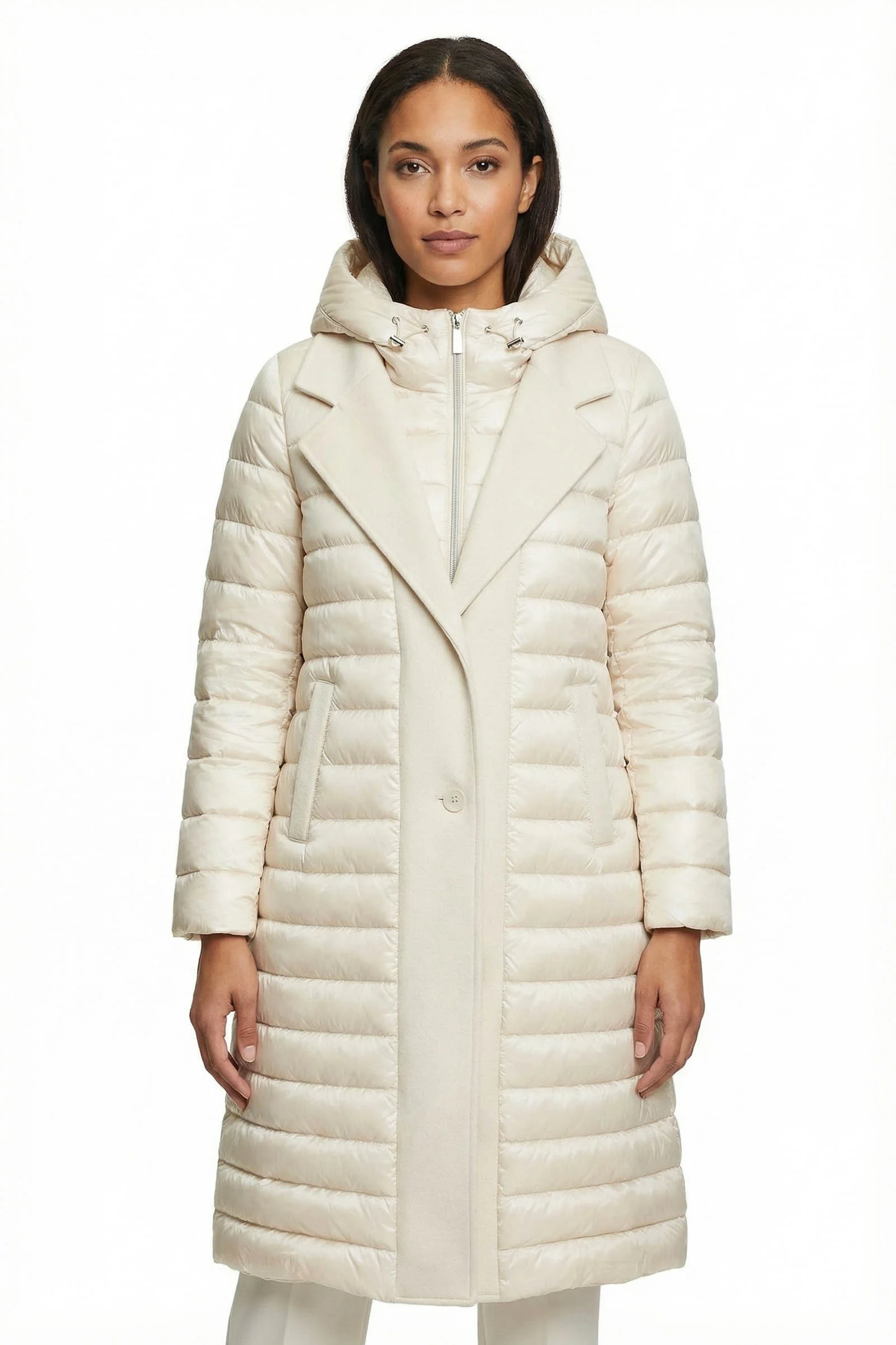 Doudoune Longue Col Tailleur à Capuche Taillé S-M-L-XL-XXL