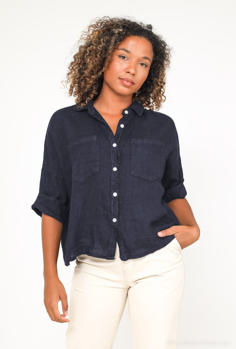 Chemise Coupe Droite Simple 100% Lin