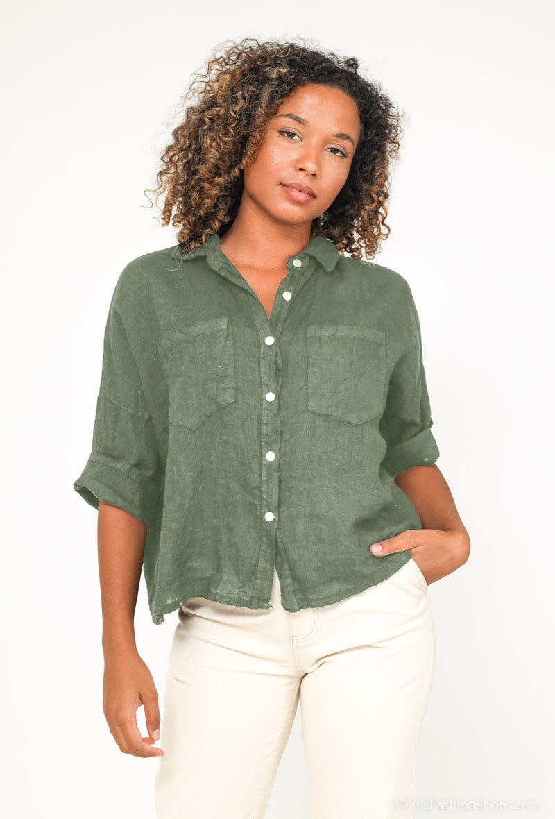 Chemise Coupe Droite Simple 100% Lin