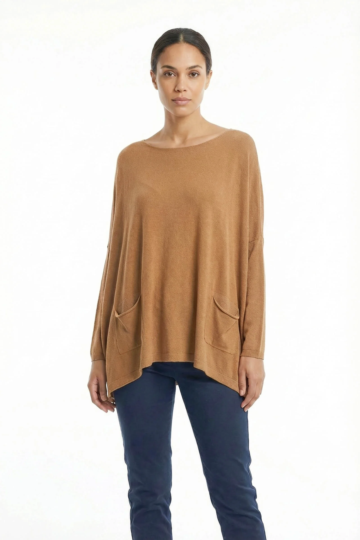 Pull Large Petites Poches Fonctionnelles Col Rond
