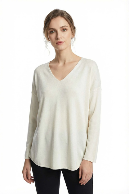 Pull En Maille Manche Longue Col V Viscose
