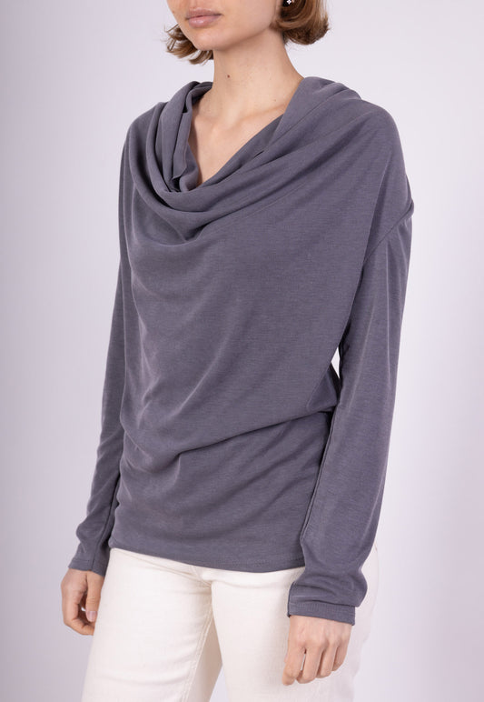T-Shirt Manche Longue Col Bénitier Viscose