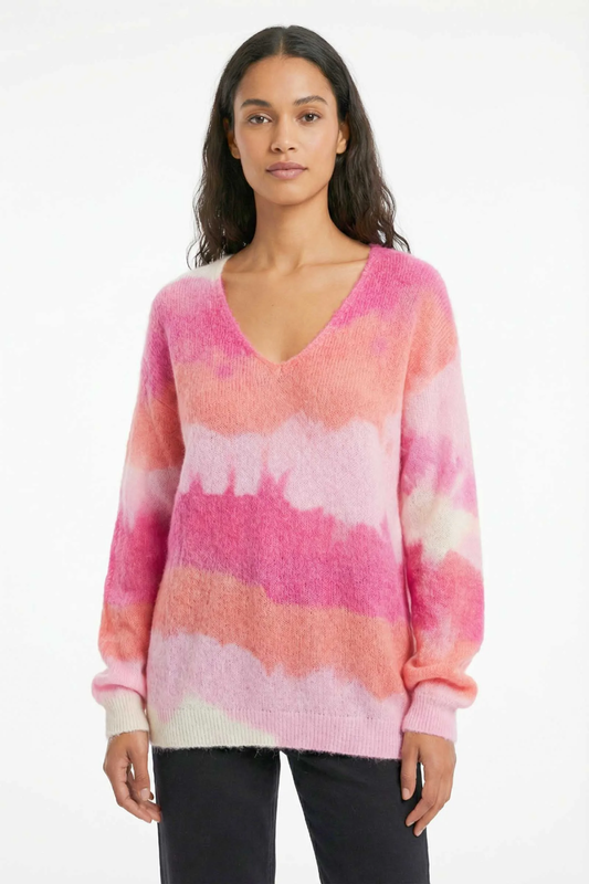 Pull Large Col V Motif Tye & Dye 20% Alpaca