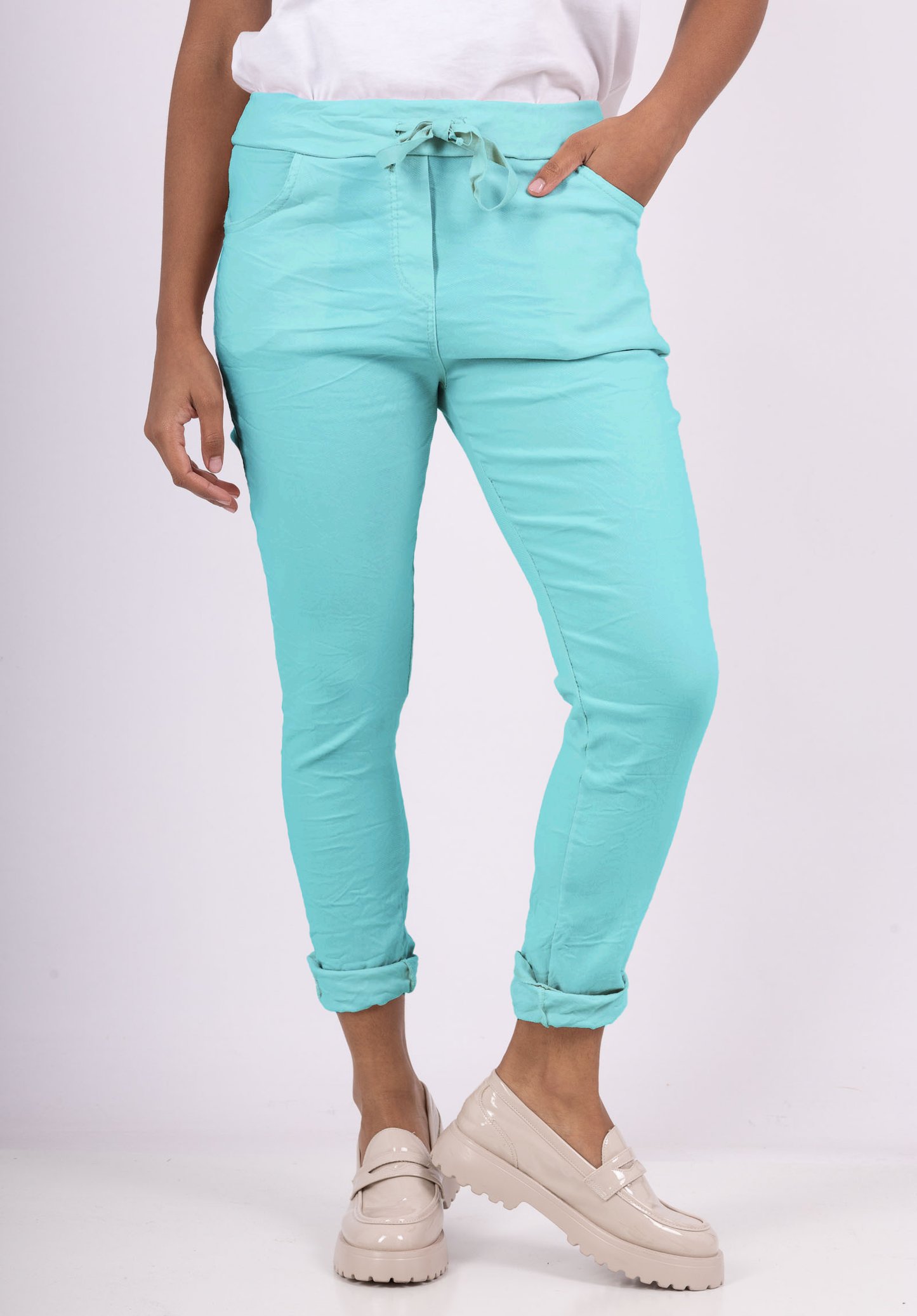 Pantalon Jegging à Cordelière En Viscose Strech