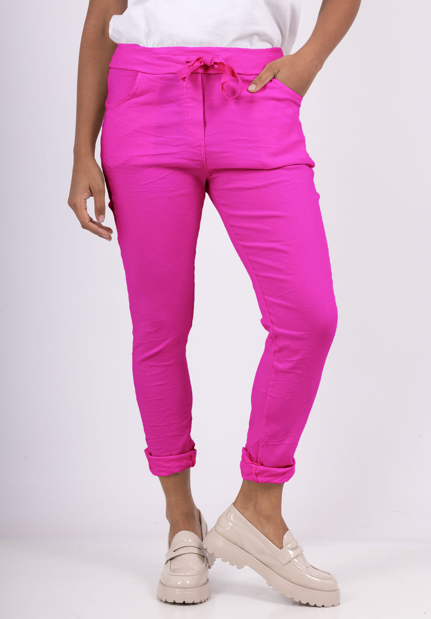 Pantalon Jegging à Cordelière En Viscose Strech
