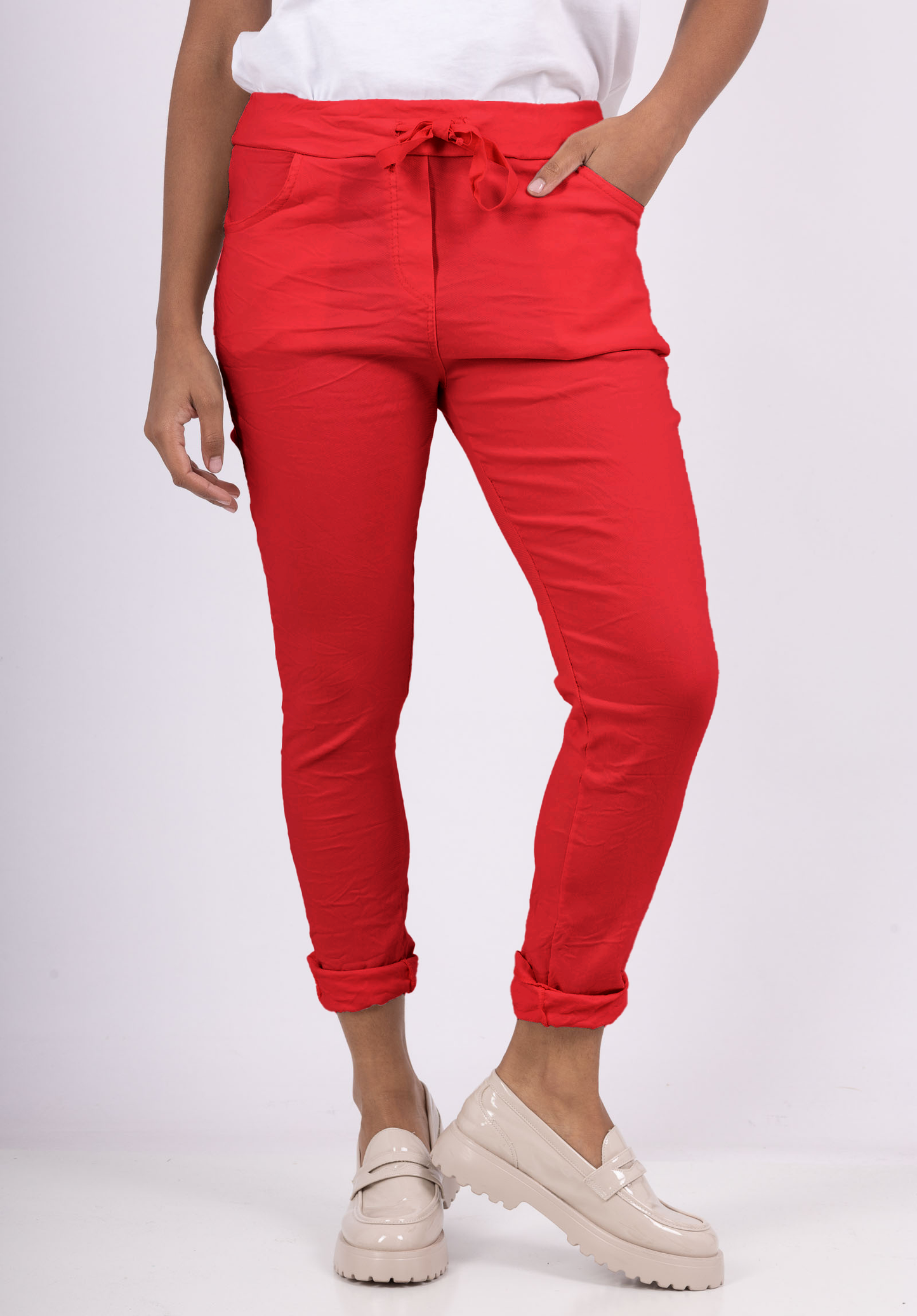 Pantalon Jegging à Cordelière En Viscose Strech