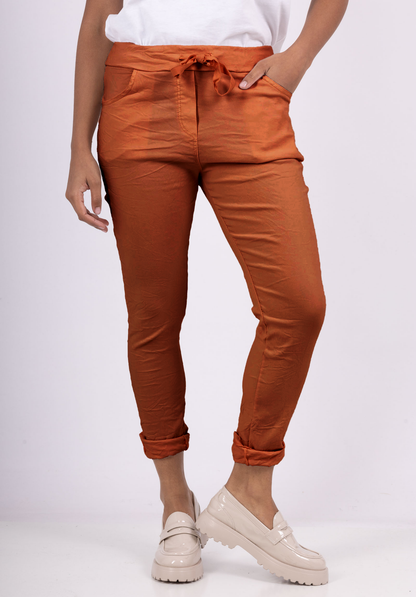 Pantalon Jegging à Cordelière En Viscose Strech