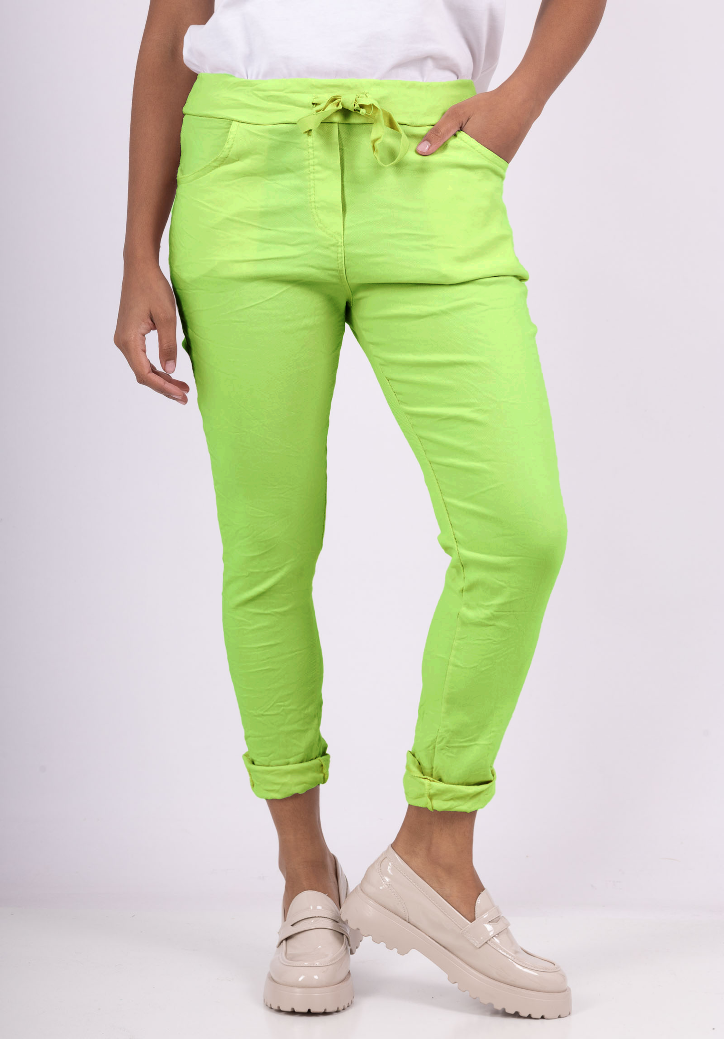 Pantalon Jegging à Cordelière En Viscose Strech