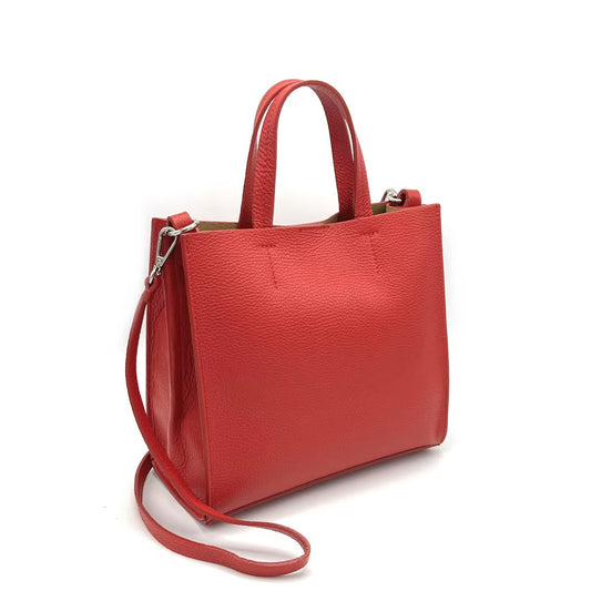 Sac Cabas En Cuir Grainé Bandoulière Détachable Ajustable