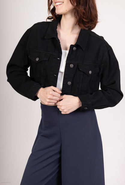 Veste Denim Manche Longue Cropped 100% Coton Taillé S/M