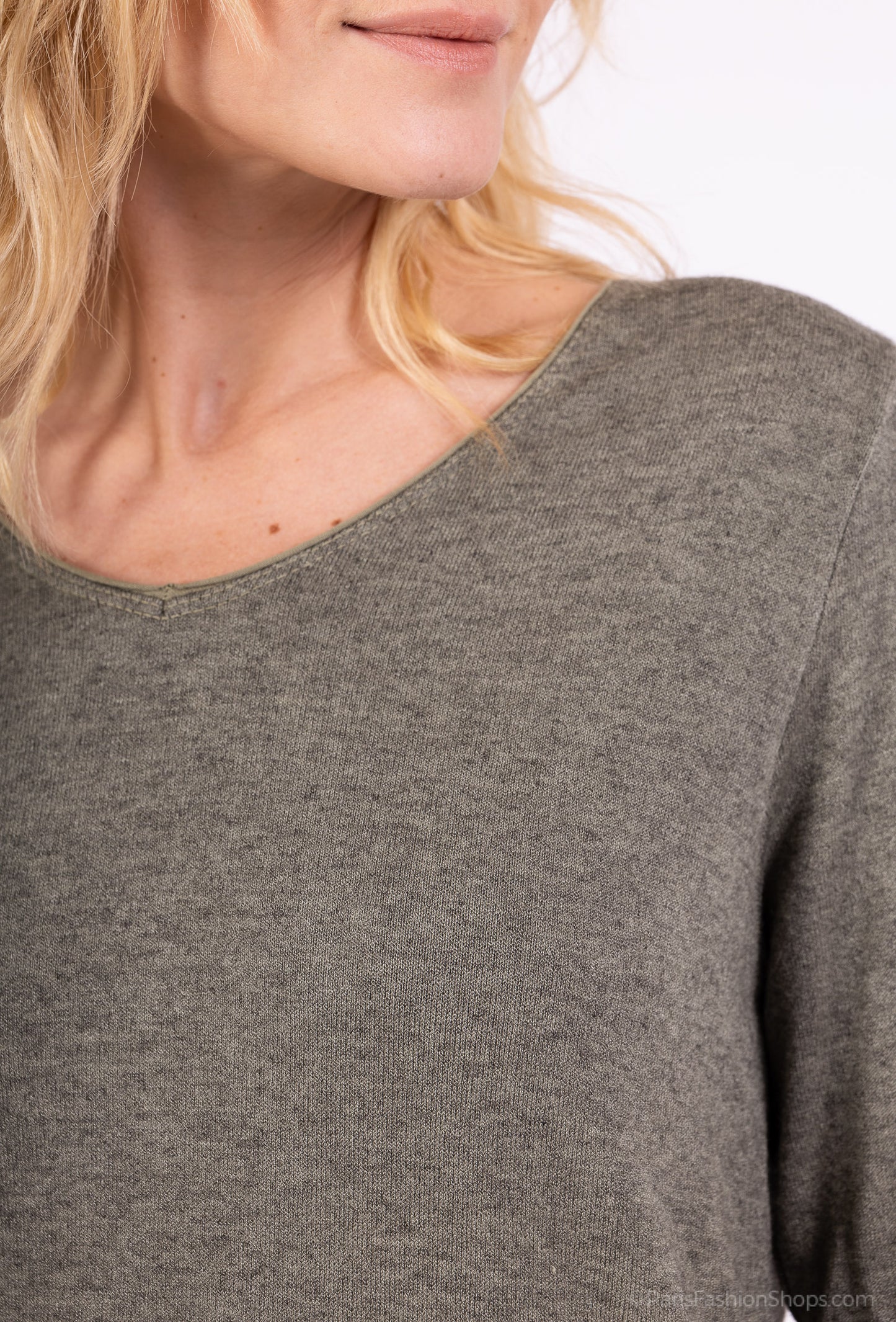 T-Shirt Confort Manche Longue Col V 30% Laine 30% Angora