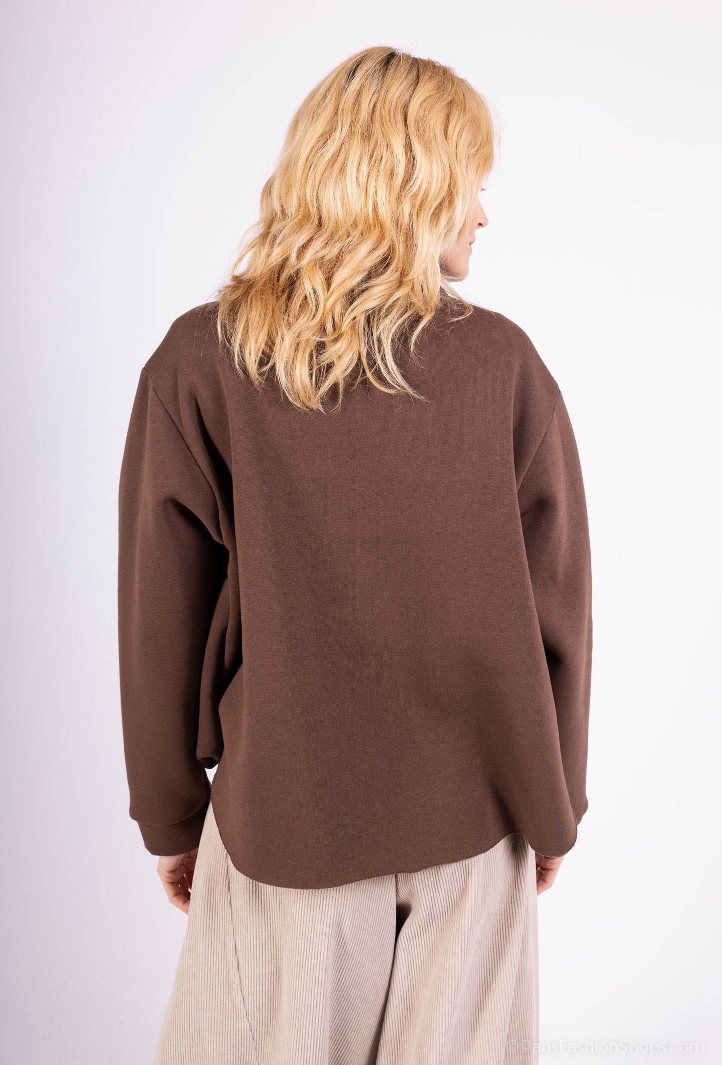 Veste Coupe Ballon Cropped Col Chemise Boutonné 65% Coton