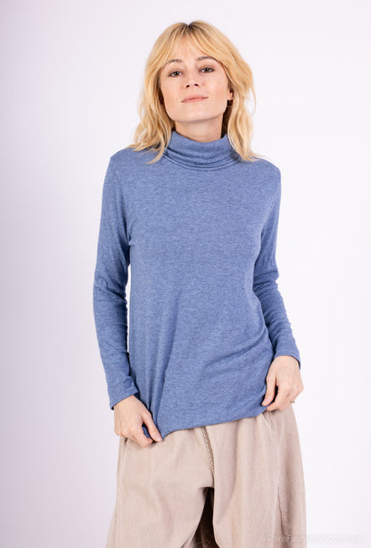 T-Shirt Confort Manche Longue Col Roulé 30% Laine 30% Angora