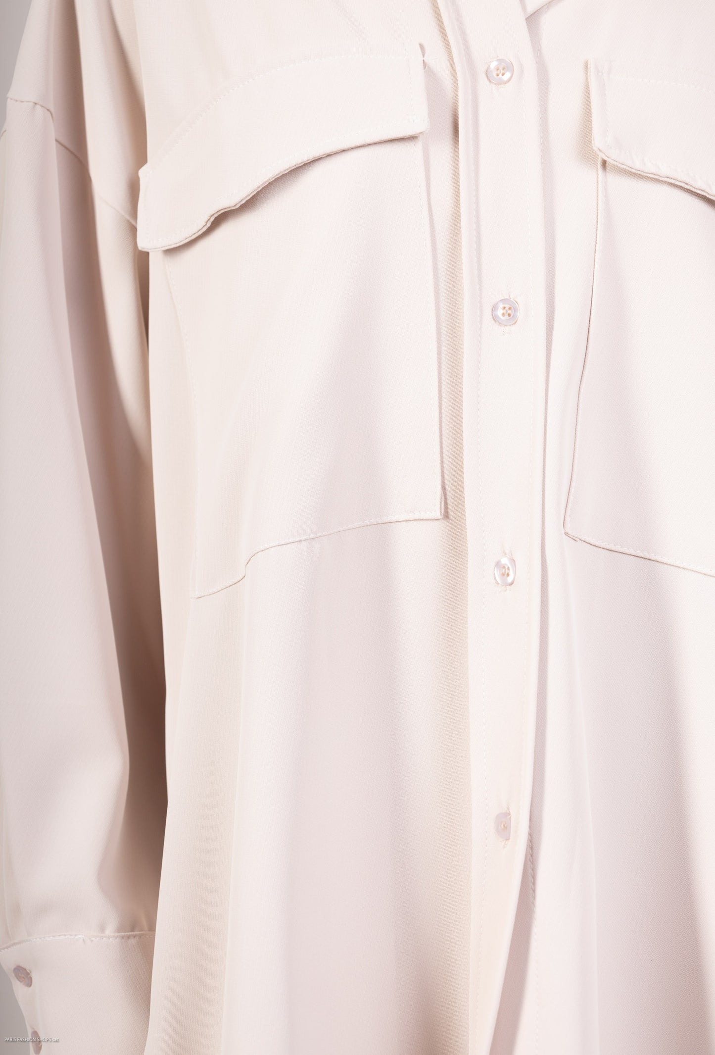 Chemisier Large Polyester Poches Avant Larges