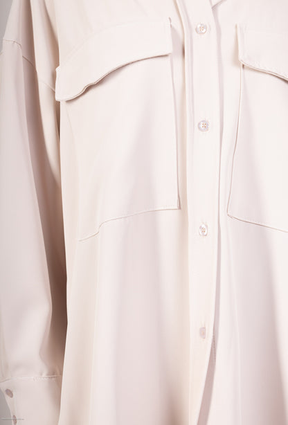 Chemisier Large Polyester Poches Avant Larges
