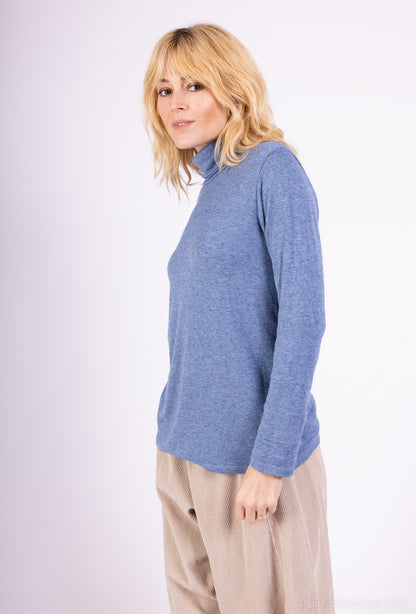 T-Shirt Confort Manche Longue Col Roulé 30% Laine 30% Angora